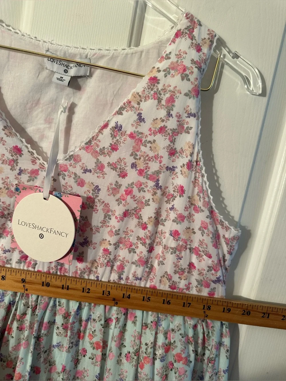 LoveShackFancy X Target M Romantic Pastoral Camille Pink Floral Tiered Mid Dress - Picture 13 of 15
